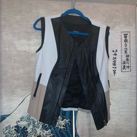 Bebe real leather multi color vest